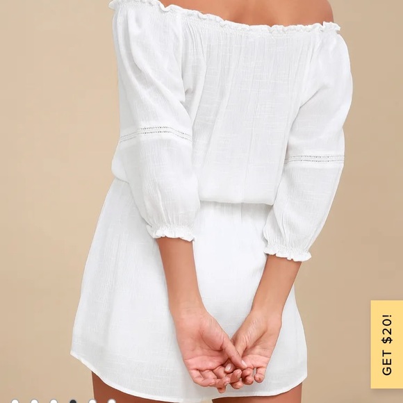 Lulu’s White Boho Off the Shoulder Dress - Picture 4 of 11